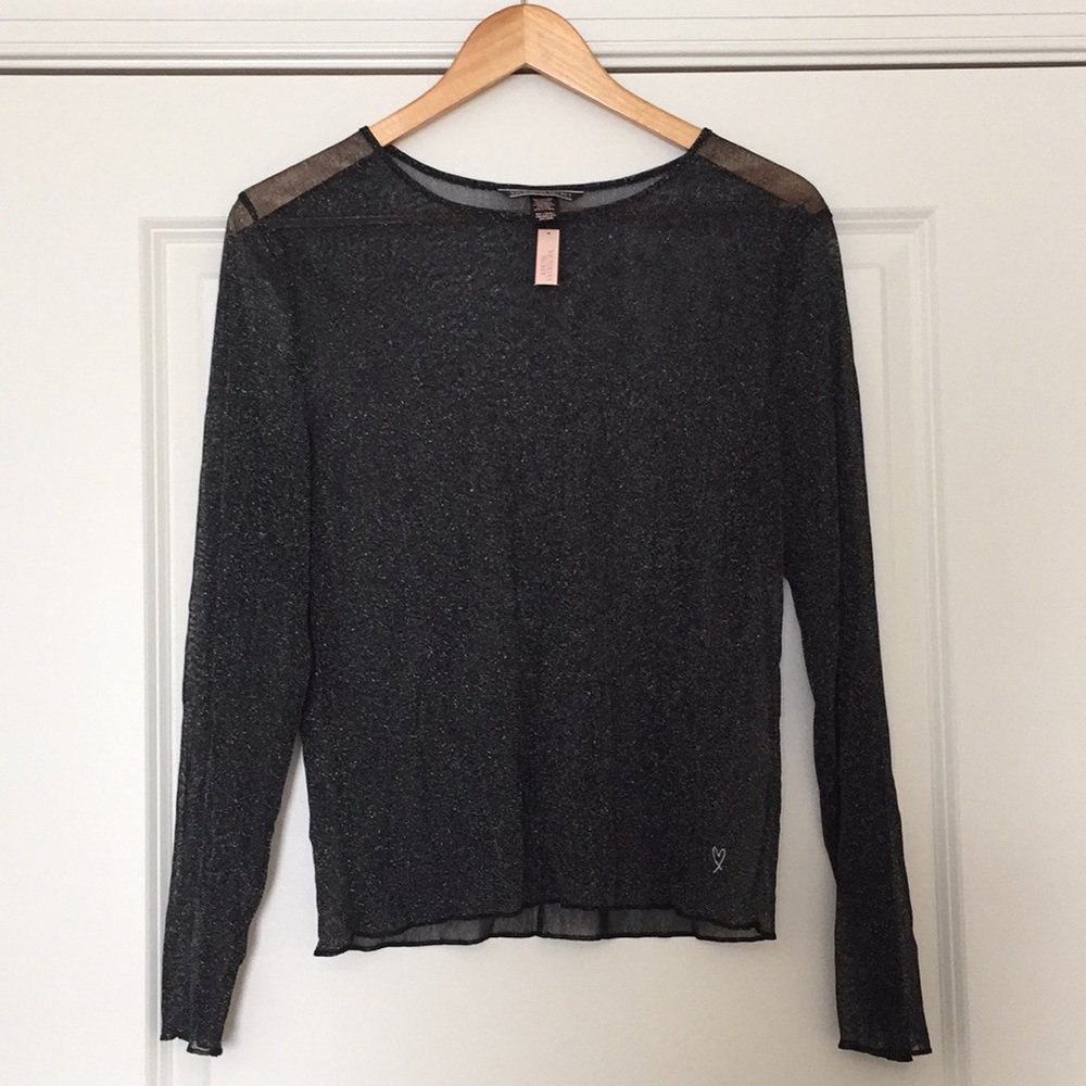 Shimmery see through long sleeve top